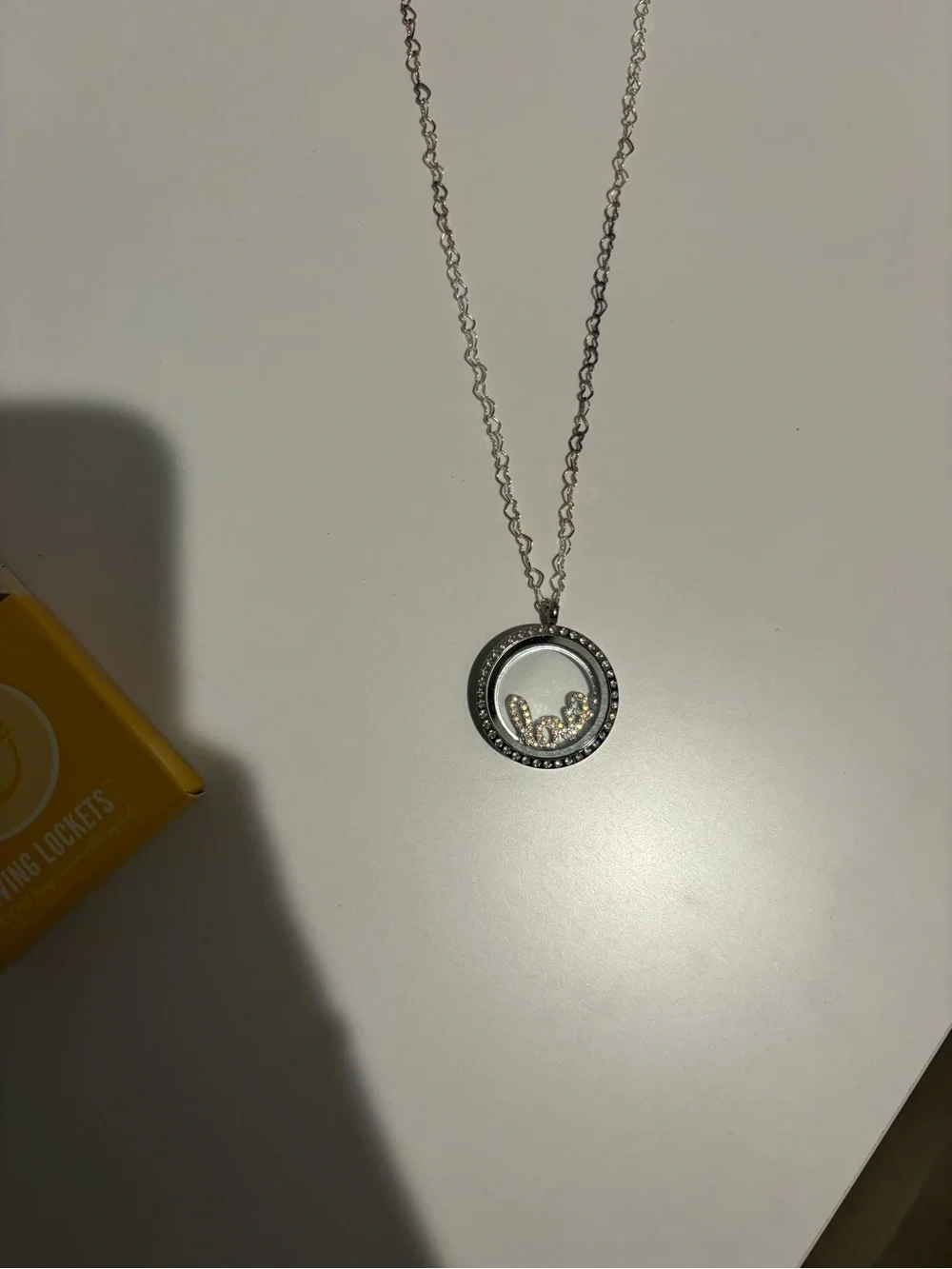 Origami Owl Silver 'Love' Crystal Locket Necklace with Multicolor Stones